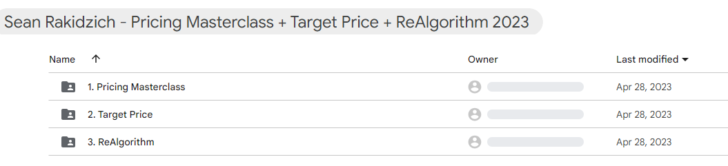 Sean Rakidzich - Pricing Masterclass + Target Price + Re:Algorithm 2023